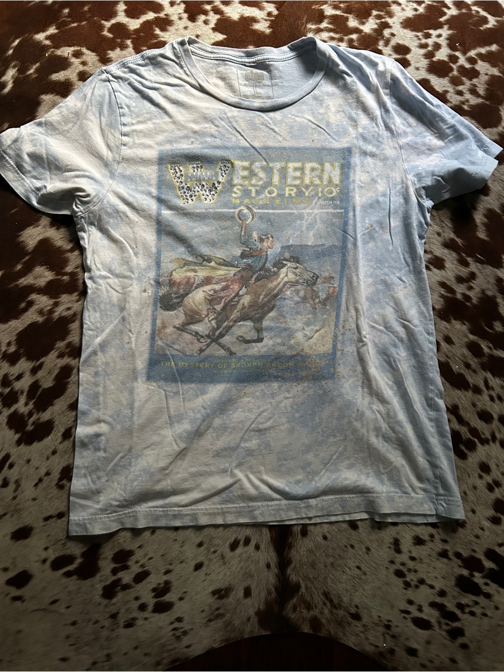 Custom Western Tee with crystals size LG